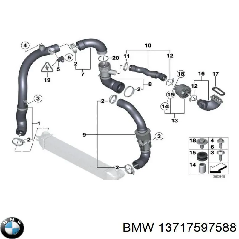 Патрубок интеркулера 13717597588 BMW