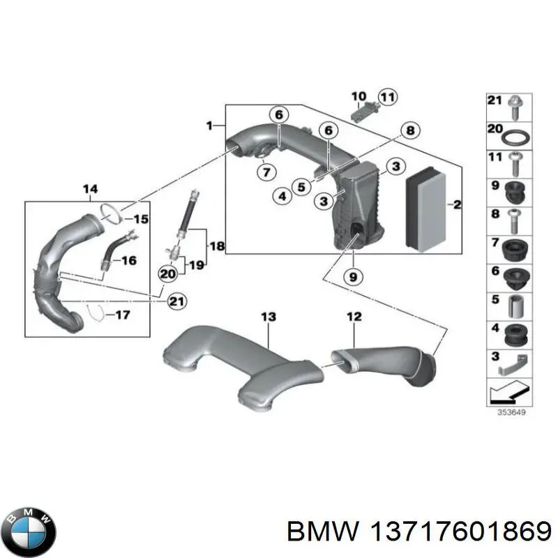 Патрубок воздушный, вход воздушного фильтра BMW 13717601869 цена, от 51.66 USD