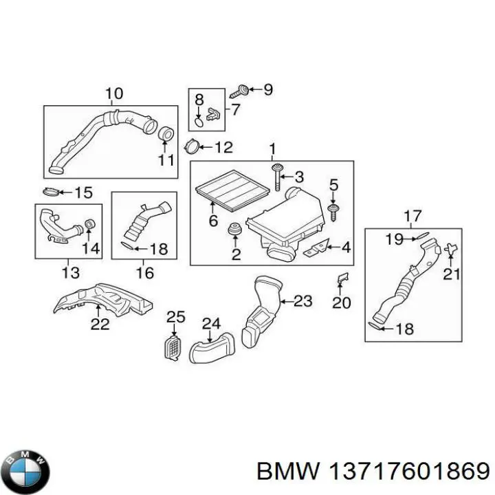 Купить 13717601869 BMW Впускной патрубок воздушного фильтра