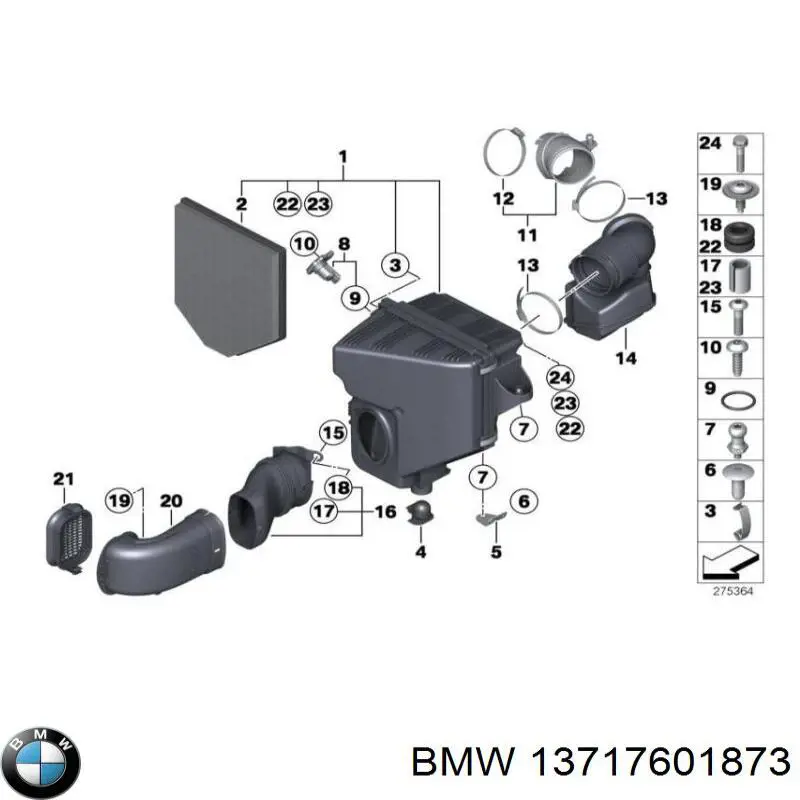 13717601873 BMW cano derivado de ar, saída de filtro de ar