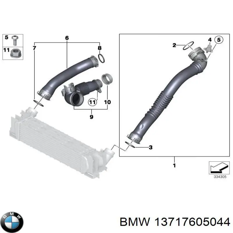 13717605044 BMW mangueira (cano derivado esquerda de intercooler)