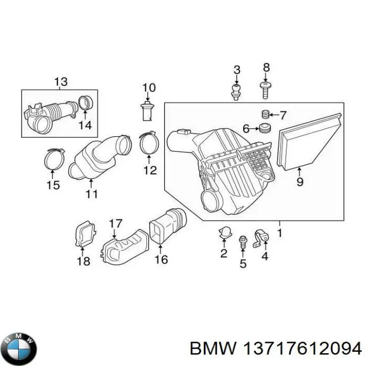Патрубок воздушный, выход воздушного фильтра на BMW 5 (F10) купить.