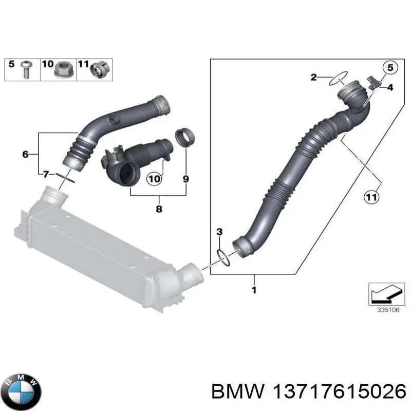 Патрубок интеркулера 13717615026 BMW