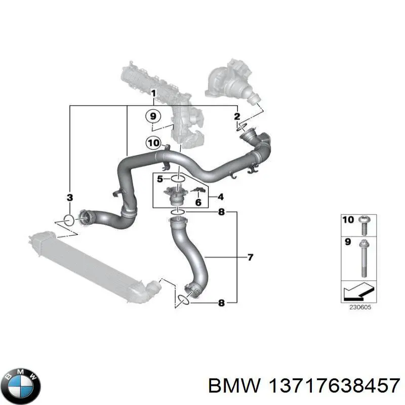 Патрубок воздушный, дроссельной заслонки BMW 13717638457 цена, от 61.87 USD