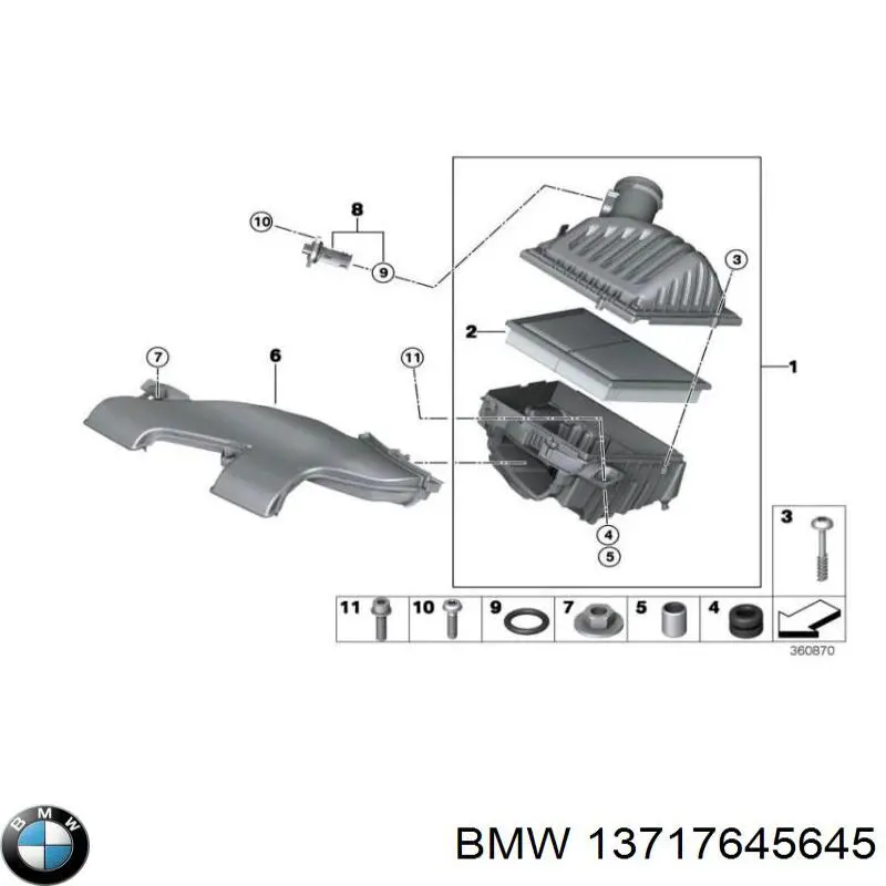 13717645645 BMW патрубок воздушный, вход воздушного фильтра