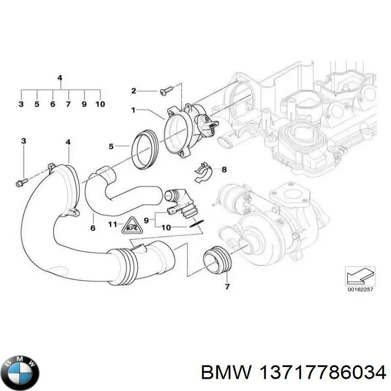 13717786034 BMW mangueira (cano derivado de aquecimento da válvula de borboleta)