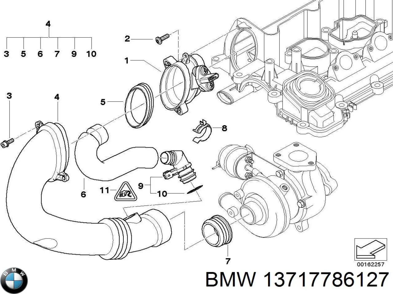 Патрубок расходомера воздуха 13717786127 BMW