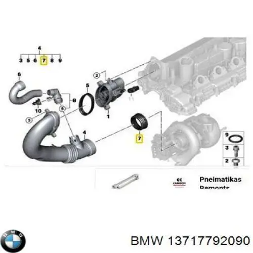 Прокладка турбины нагнетаемого воздуха, прием BMW 13717792090