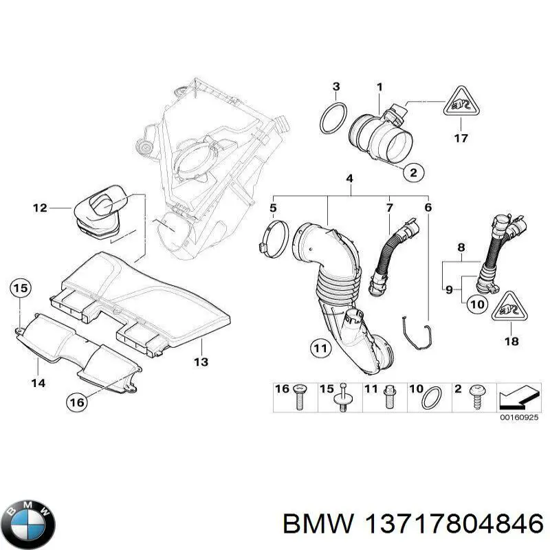 Патрубок расходомера воздуха BMW 13717804846
