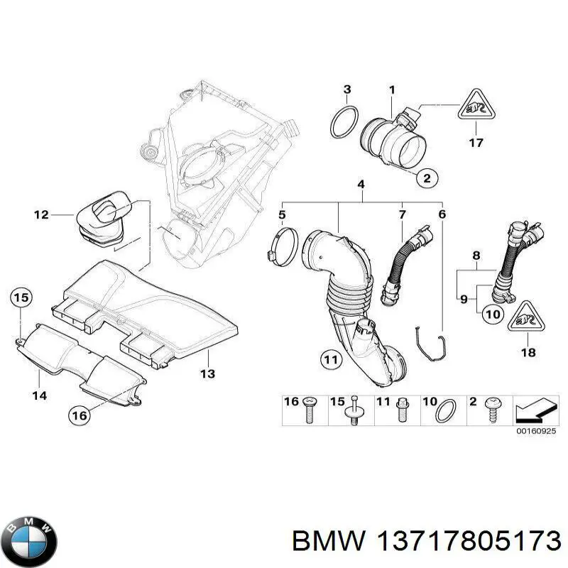 13717805173 BMW патрубок воздушный, расходомера воздуха