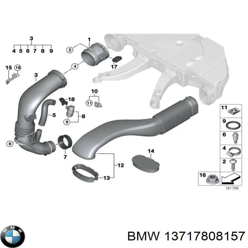 Гофра расходомера воздуха BMW 13717808157 цена, от 150.51 USD