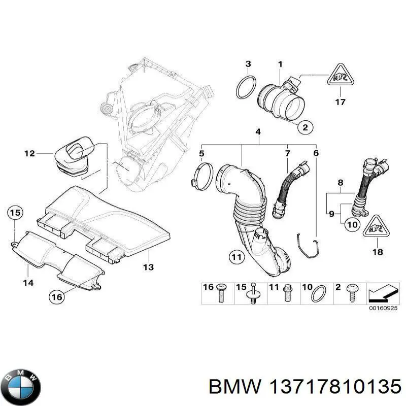 Патрубок воздушный, расходомера воздуха BMW 13717810135