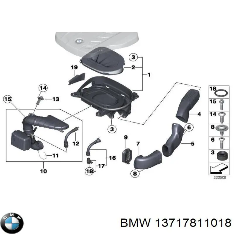 13717811018 BMW cano derivado de ar do medidor de consumo do ar