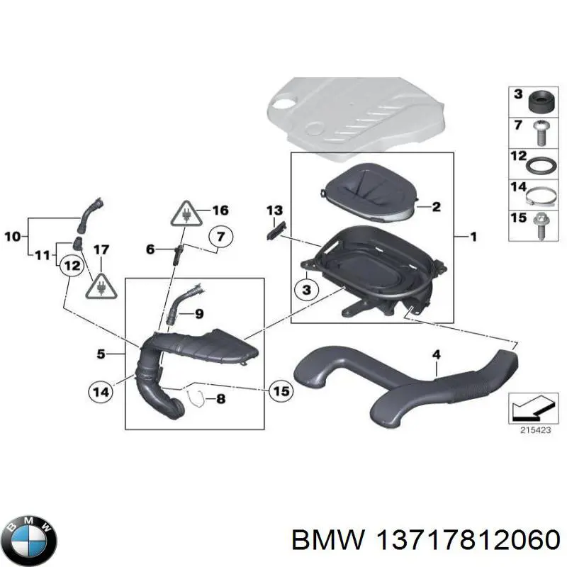 13717812060 BMW cano derivado de ar, saída de filtro de ar