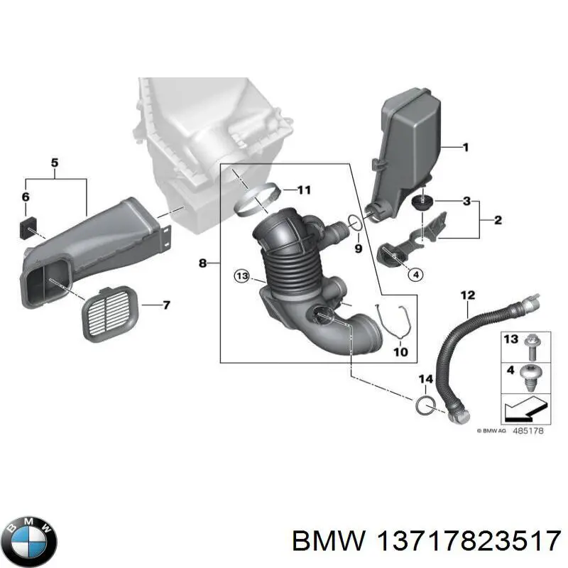Cano derivado de ventilação de cárter (de separador de óleo) para BMW X5  G05, F95