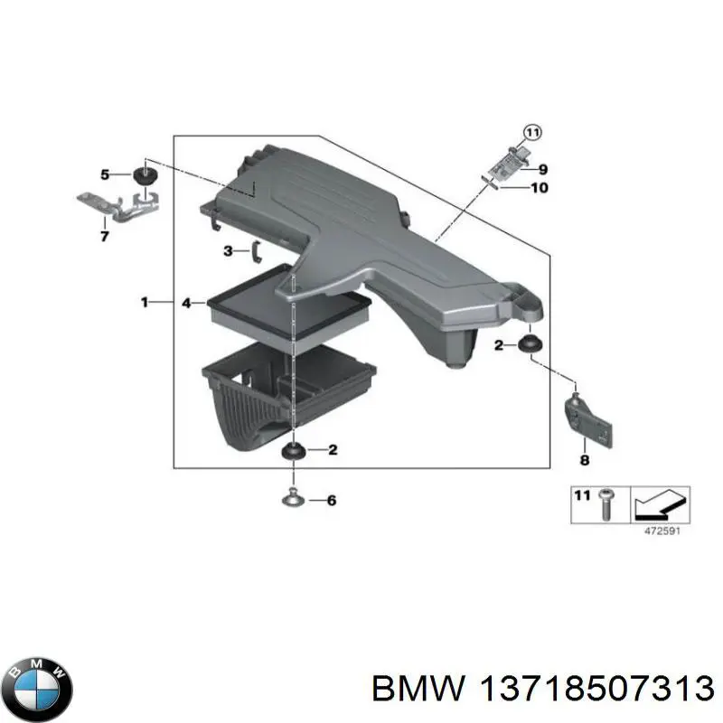 Корпус воздушного фильтра 13718507313 BMW