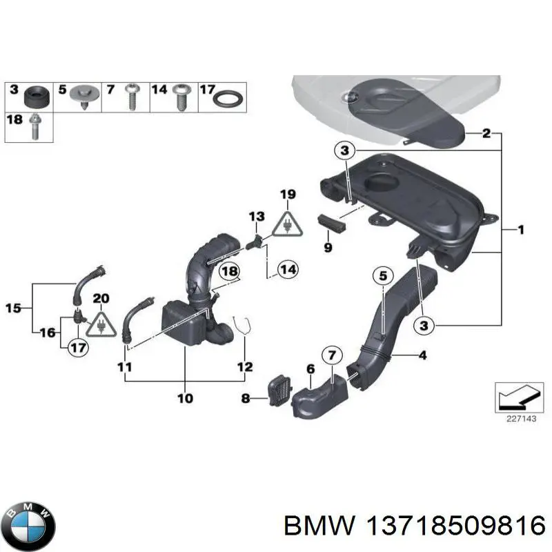 13718509816 BMW cano derivado de ar do medidor de consumo do ar