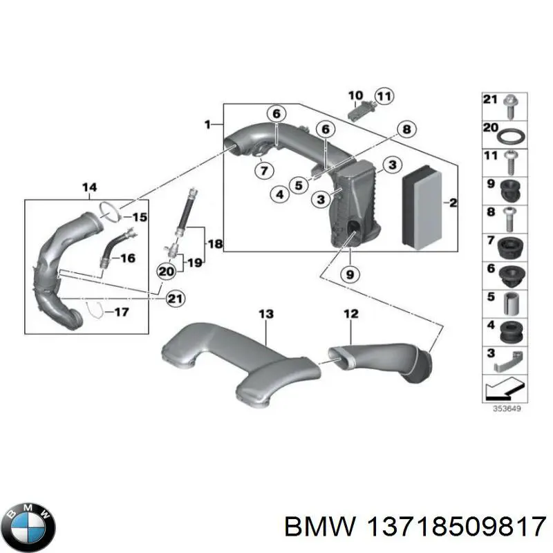 13718509817 BMW cano derivado de ar do medidor de consumo do ar