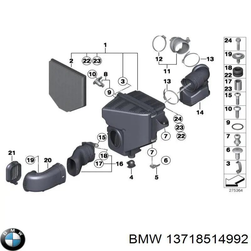 13718514992 BMW cápsula (prendedor de fixação de grelha do radiador ao panel)