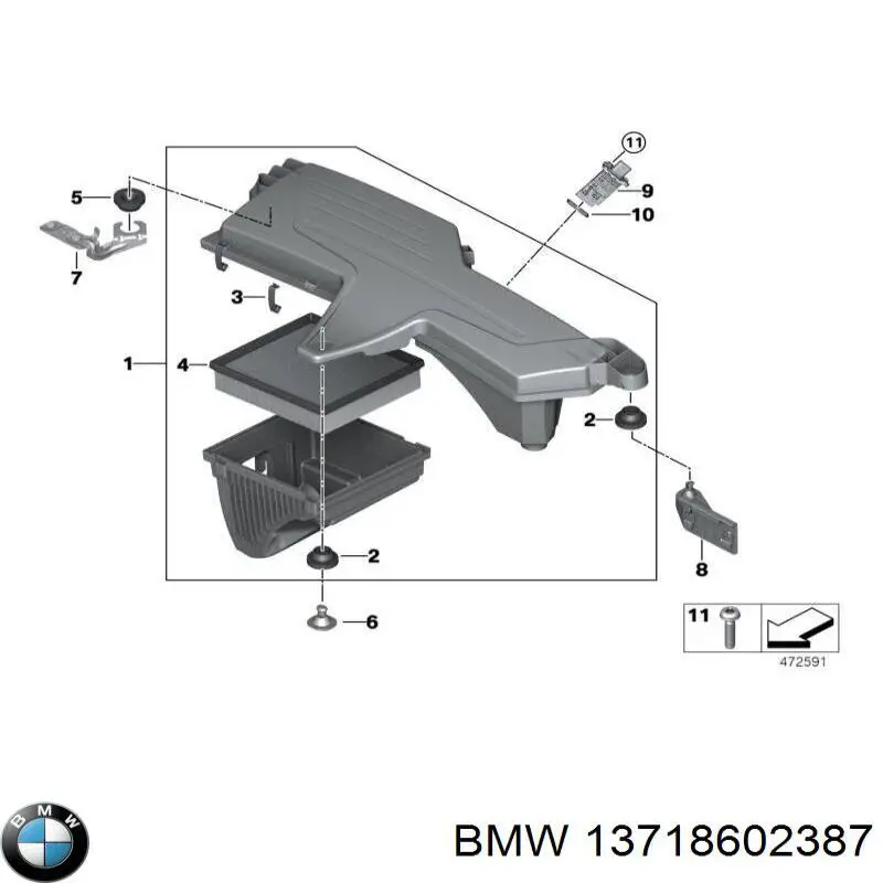 Корпус воздушного фильтра BMW 13718602387