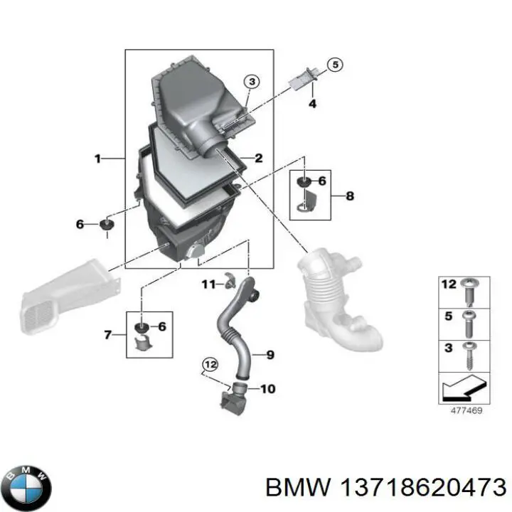 Casco de filtro de aire 13718620473 BMW