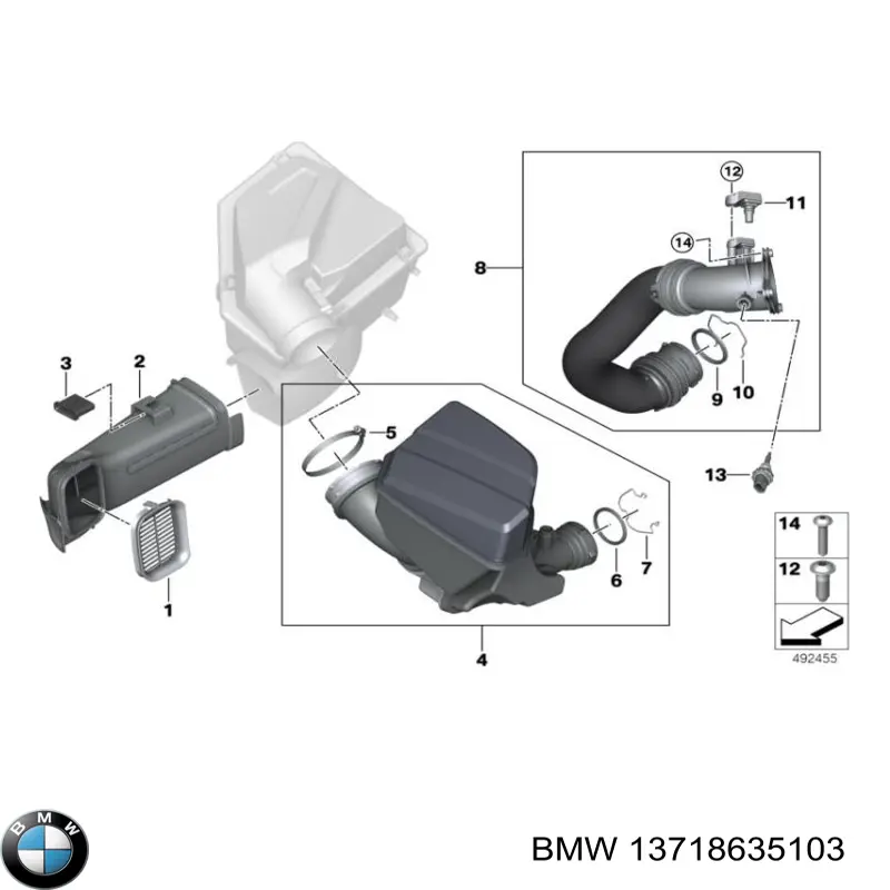 Патрубок воздушный, вход воздушного фильтра BMW 8635103 цена, от 75.10 USD