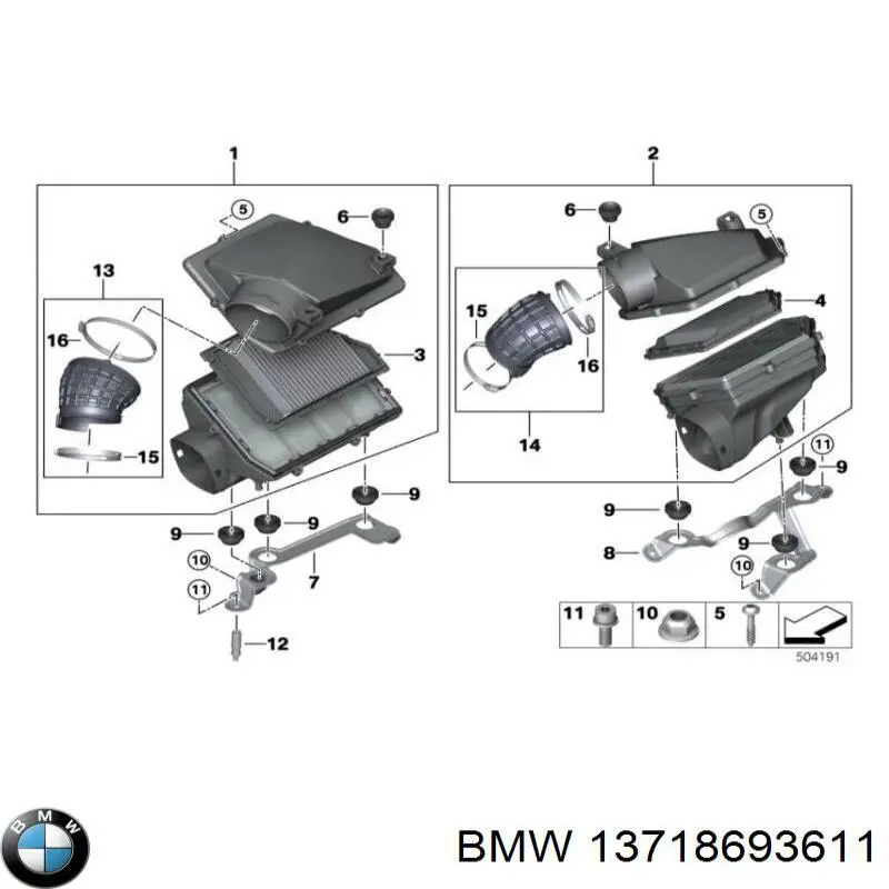 Купить 13718693611 BMW Автомобильный фильтр воздуха