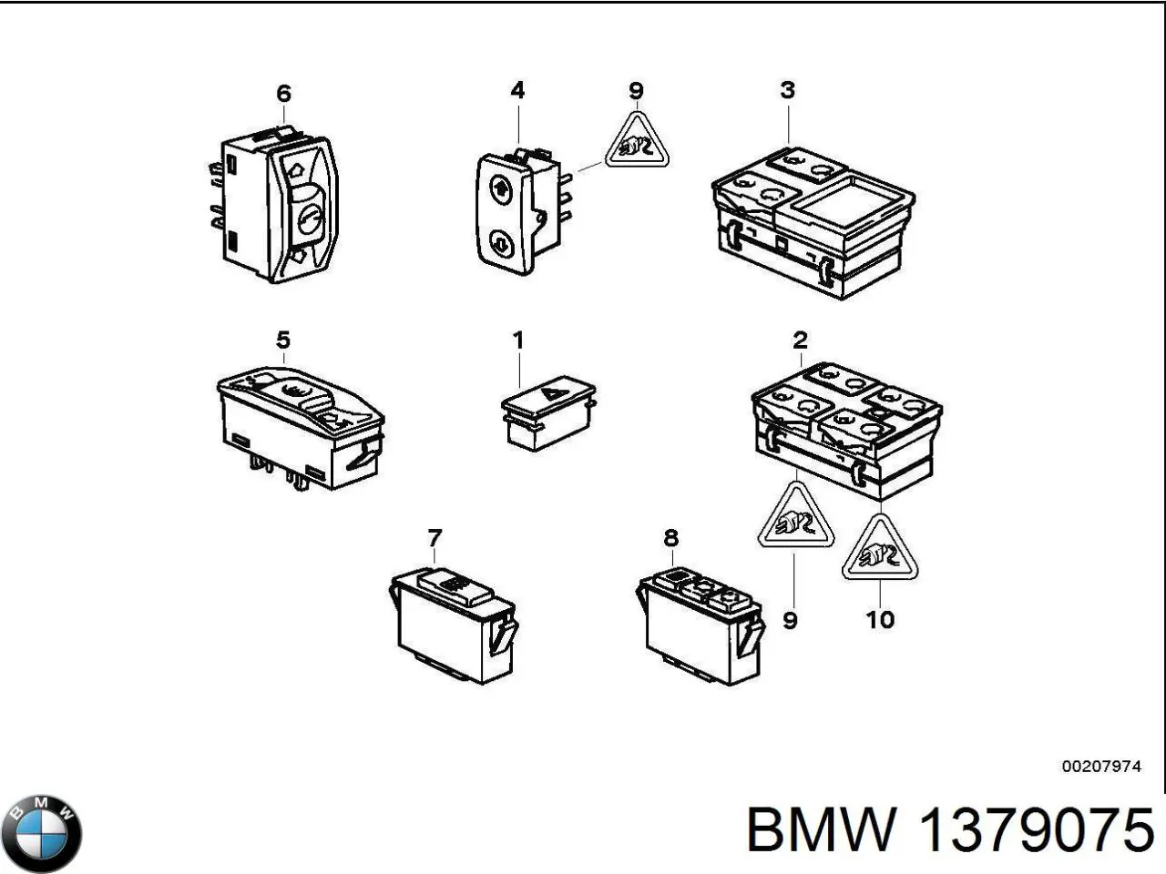 Кнопочный блок управления стеклоподъемником передний левый BMW 1379075 цена, от 5.64 USD