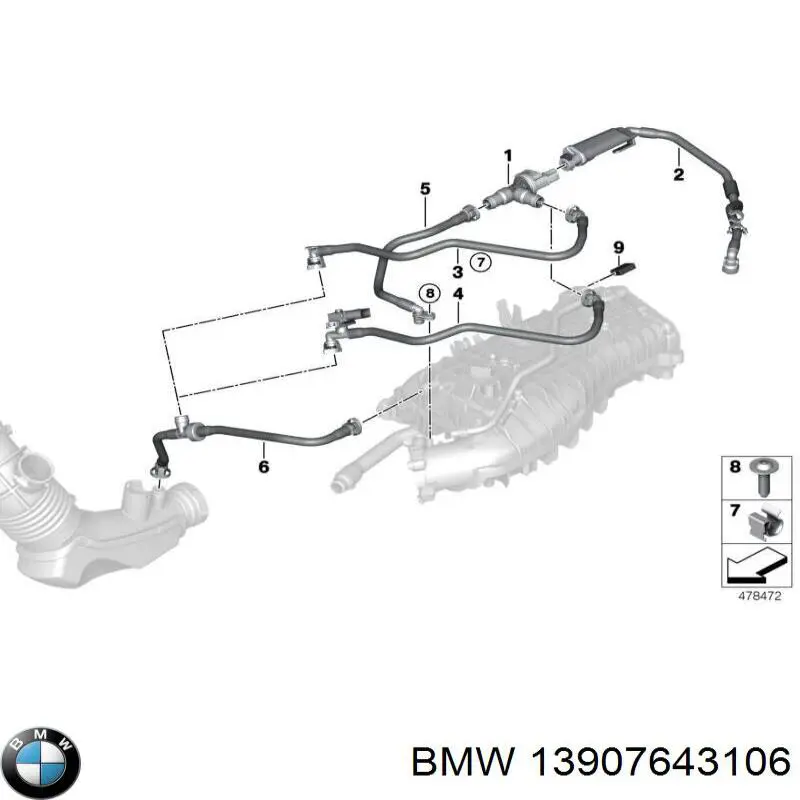Клапан вентиляції газів паливного бака 13907643106 BMW