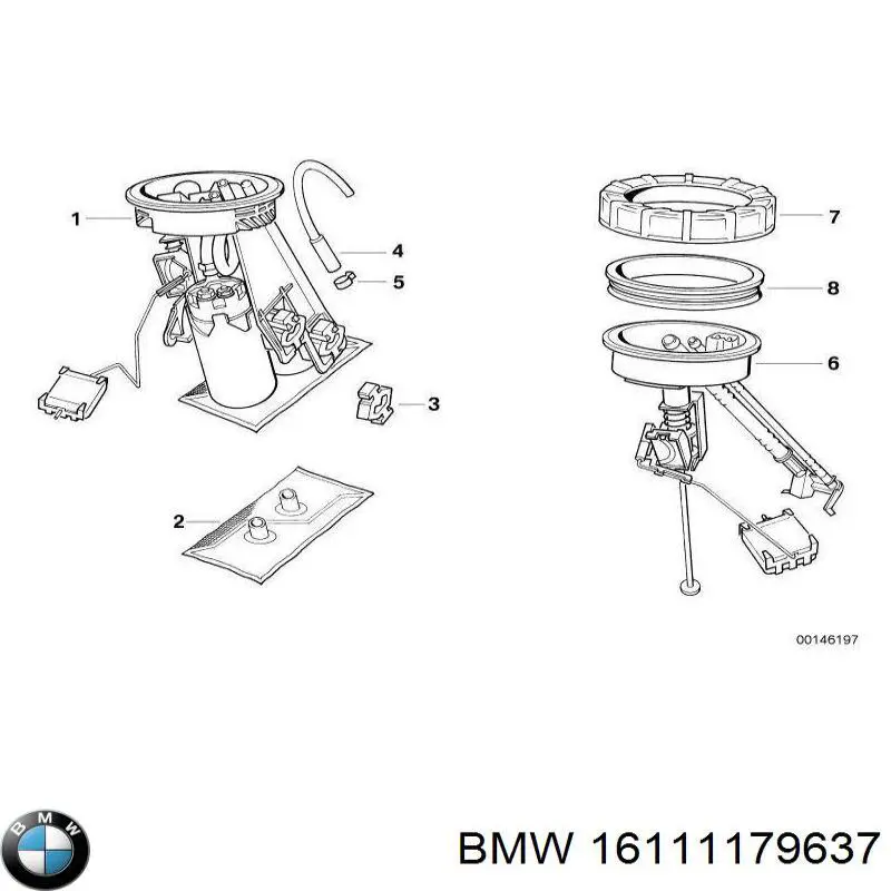 Junta, sensor de nivel de combustible, bomba de combustible (depósito de combustible) 16111179637 BMW