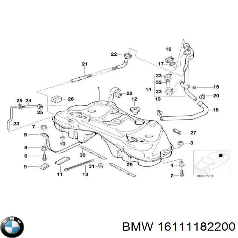 Шланг (патрубок) обогрева дроссельной заслонки 16111182200 BMW