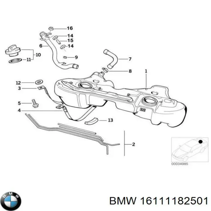 Топливный бак 16111182490 BMW