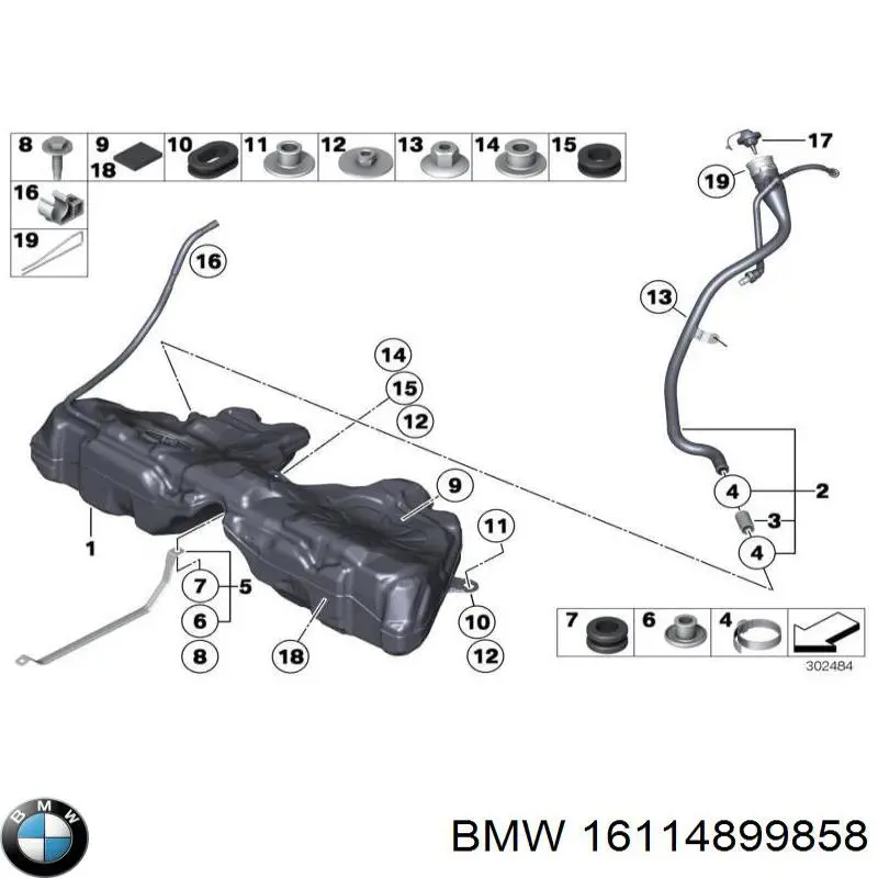 Патрубок бака, к заливной горловине 16114899858 BMW