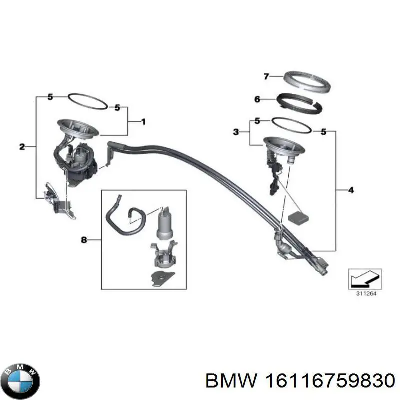 16116759830 BMW módulo de bomba de combustível com sensor do nível de combustível