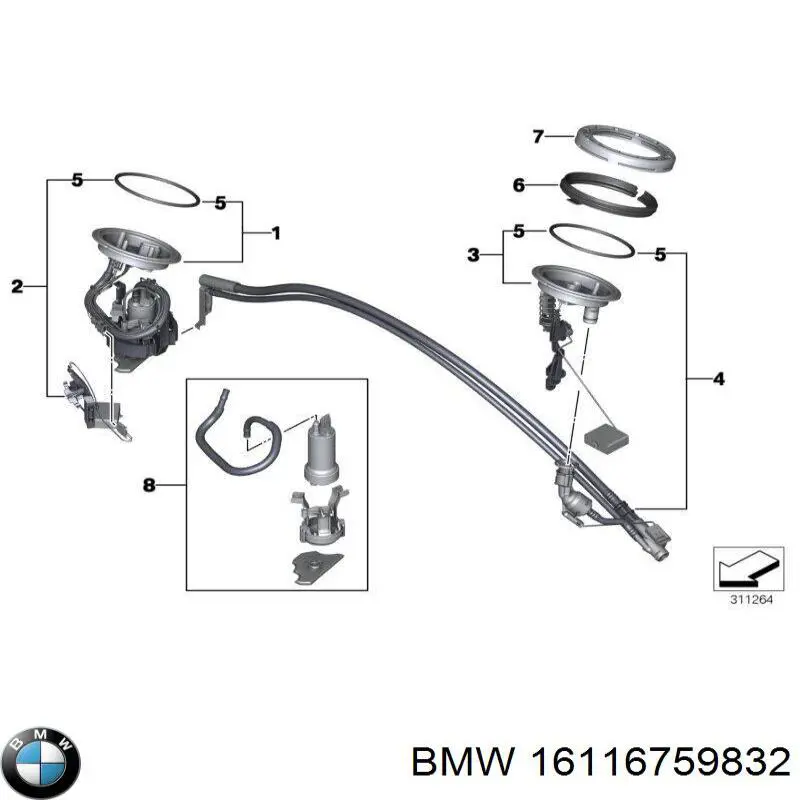 16116759832 BMW módulo de bomba de combustível com sensor do nível de combustível