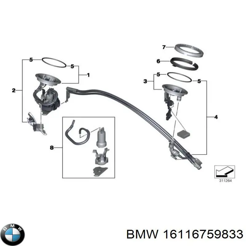 Купить 16116759833 BMW Датчик уровня топлива в баке правый