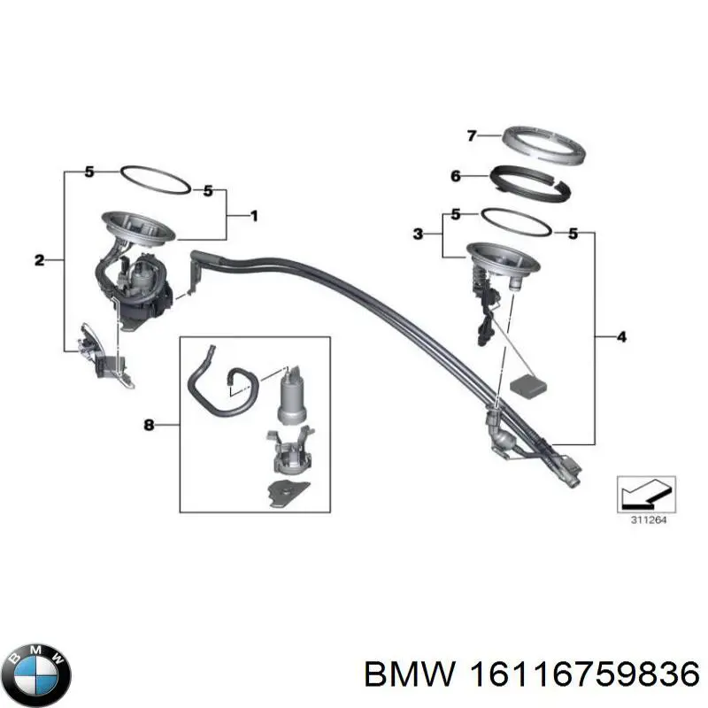 Топливный насос электрический погружной BMW 16116759836