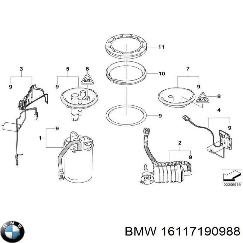 16117190988 BMW módulo de bomba de combustível com sensor do nível de combustível