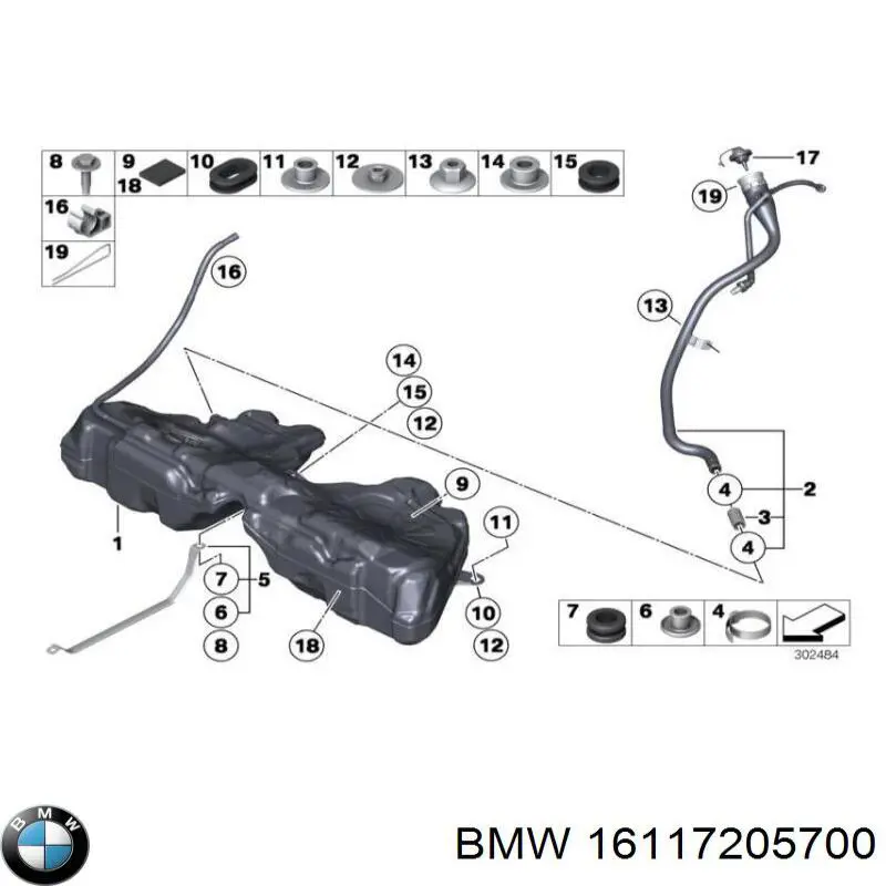 16117205700 BMW cano derivado de tanque, para o gargalo de enchimento