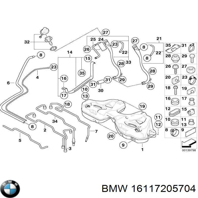 16117205704 BMW cano derivado de tanque, para o gargalo de enchimento