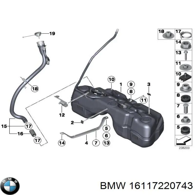 Топливный бак 16117220743 BMW