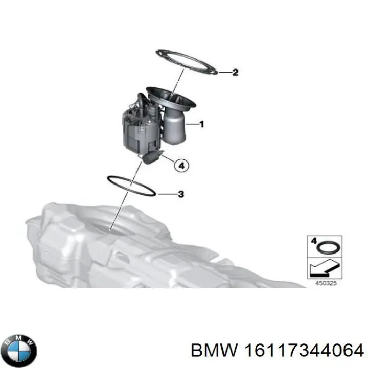 Модуль топливного насоса с датчиком уровня топлива BMW 16117344064
