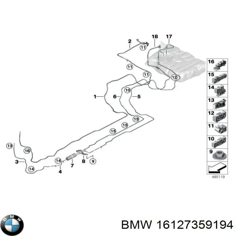 Пистон (клип) крепления подкрылка переднего крыла 16127359194 BMW