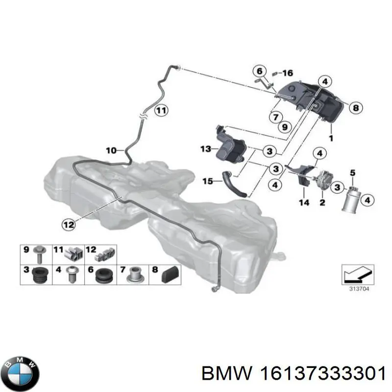 16137333301 BMW válvula de ventilação dos gases do tanque de combustível