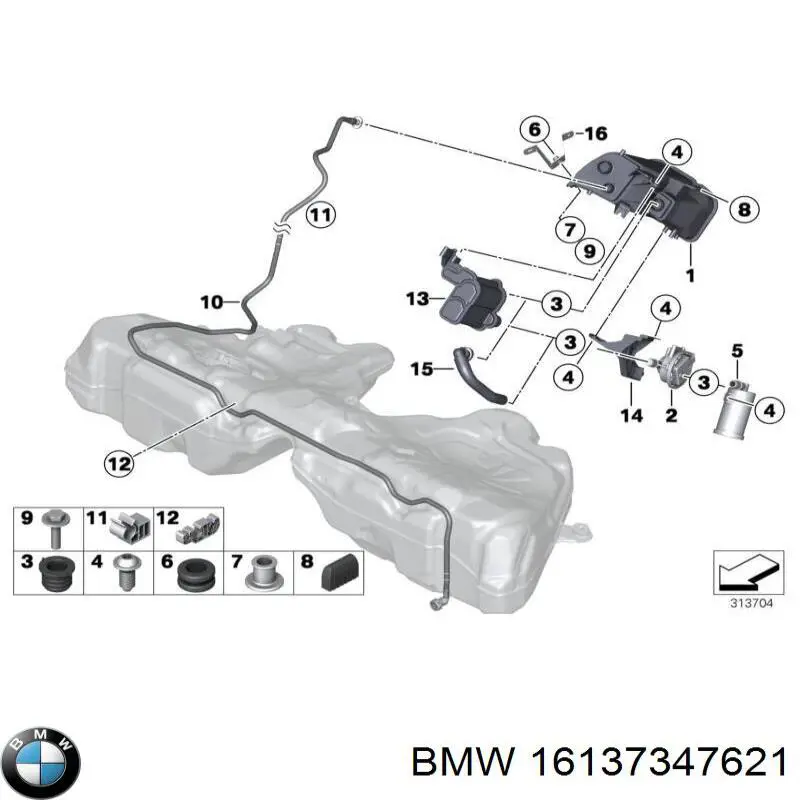 Фильтр бака топливных паров на BMW 5 (F10) купить.