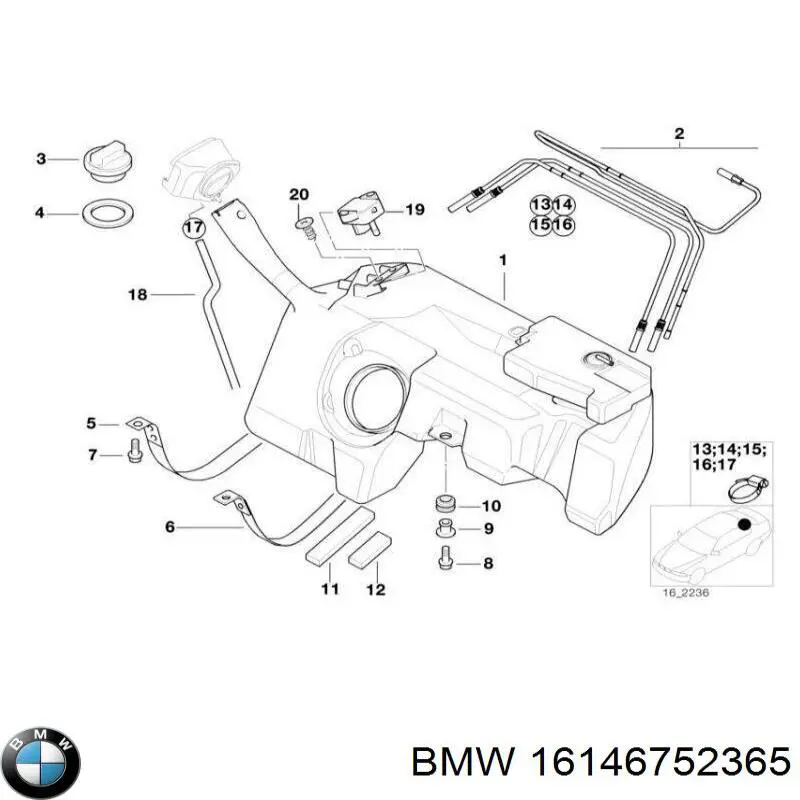 Бензобак BMW 16146752365 цена, от 36.68 USD