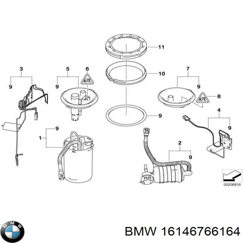 Sensor direito do nível de combustível no tanque para BMW X3 (E83)
