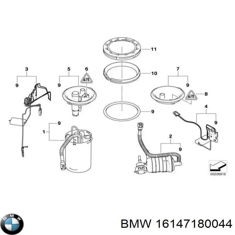 Датчик уровня топлива в баке правый BMW 16147180044 цена, от 10.14 USD