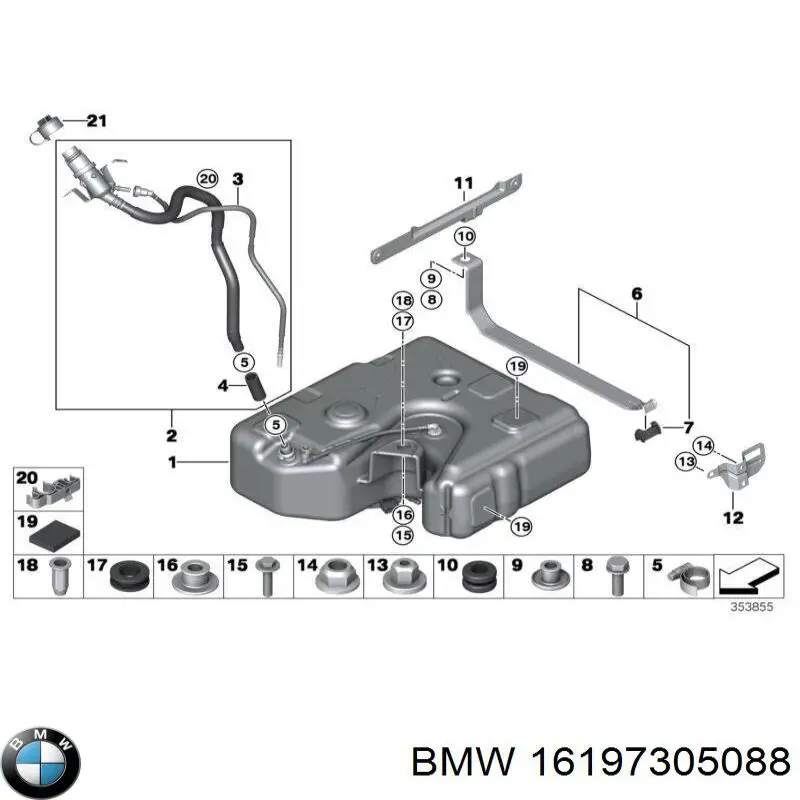 16197305088 BMW braçadeira do silenciador traseira