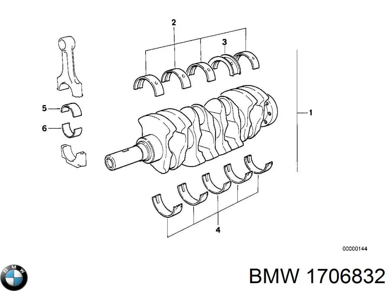 Вкладыши коленвала коренные, комплект, 1-й ремонт (+0,25) 1706832 BMW